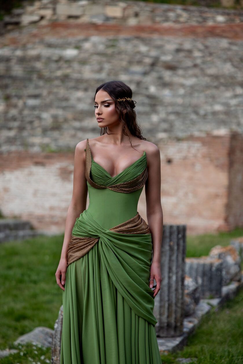 Hermes’ Whisper: Emerald Voyage Gown - Image 2