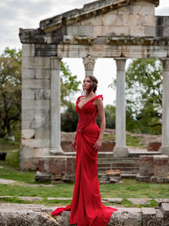 Hera’s Reign: Crimson Majesty Gown