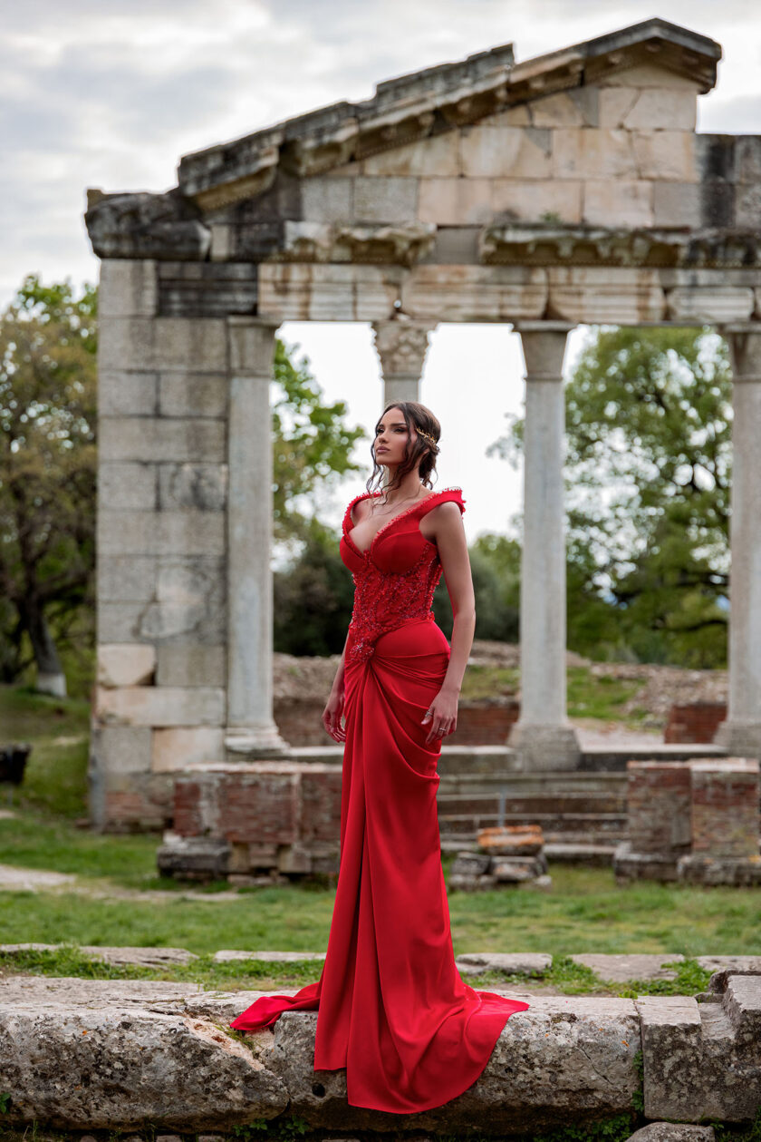 Hera’s Reign: Crimson Majesty Gown