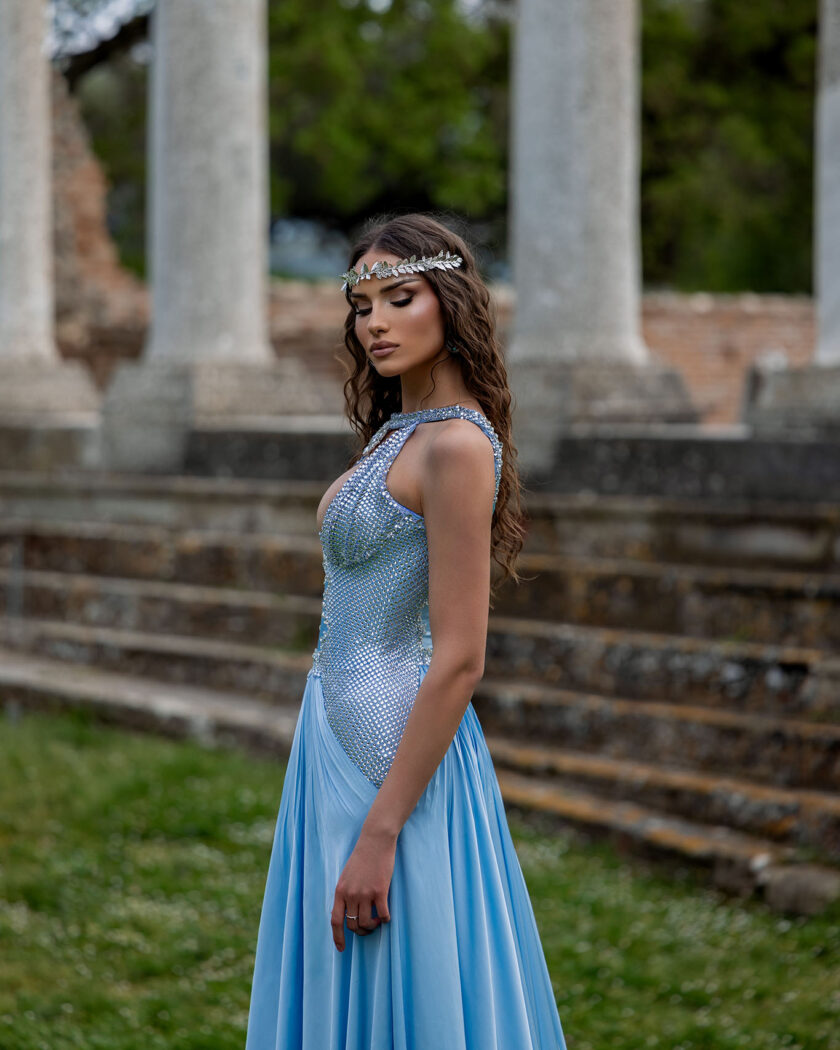 Poseidon's Grace: Baby Blue Mermaid Gown - Image 3