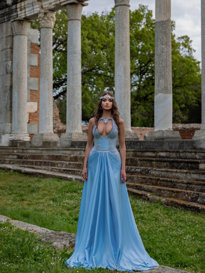 Poseidon's Grace: Baby Blue Mermaid Gown