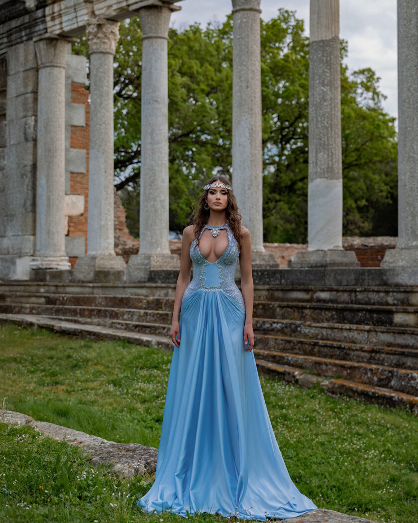 Poseidon's Grace: Baby Blue Mermaid Gown