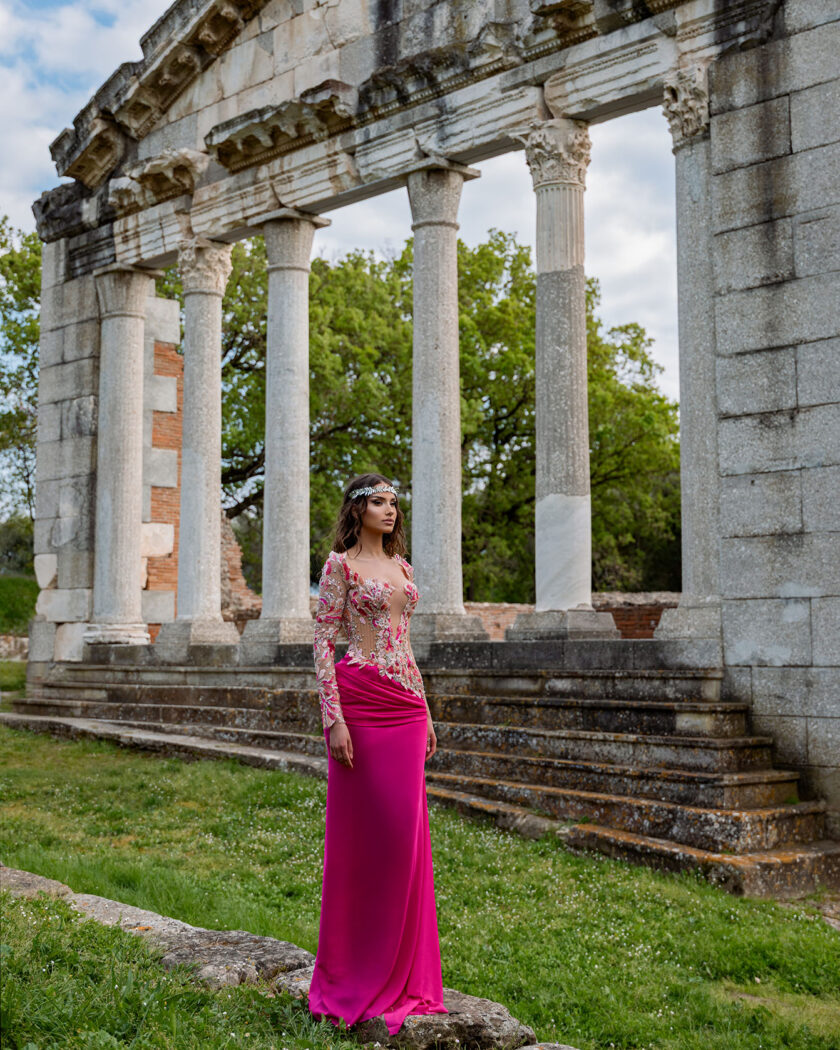 Apollo’s Radiance: Pink & Silver Mermaid Gown